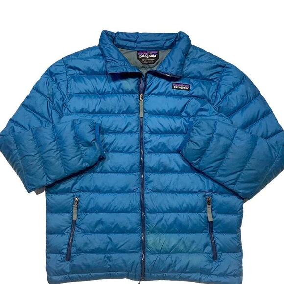 Patagonia Goose Down Sweater Blue Zip Puffer Jacket Kids XL - Picture 2 of 4